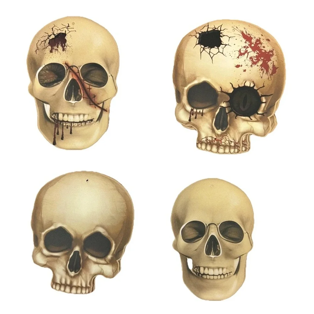 Halloween Skull Hanging Paper Decor with Paper Hanging Bats Spooky Party Decor